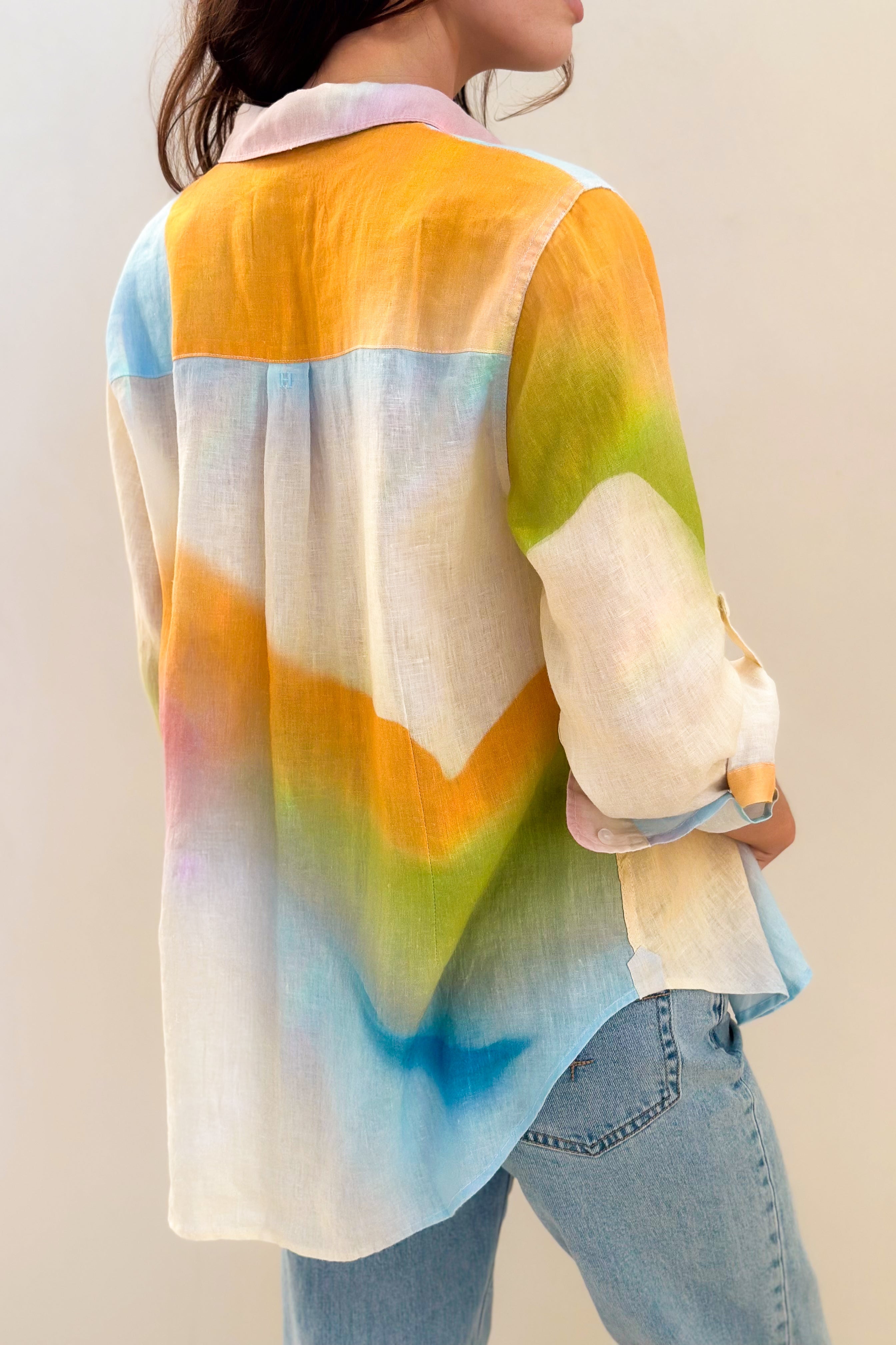 Back of Pastel Dream Boyfriend Linen Shirt