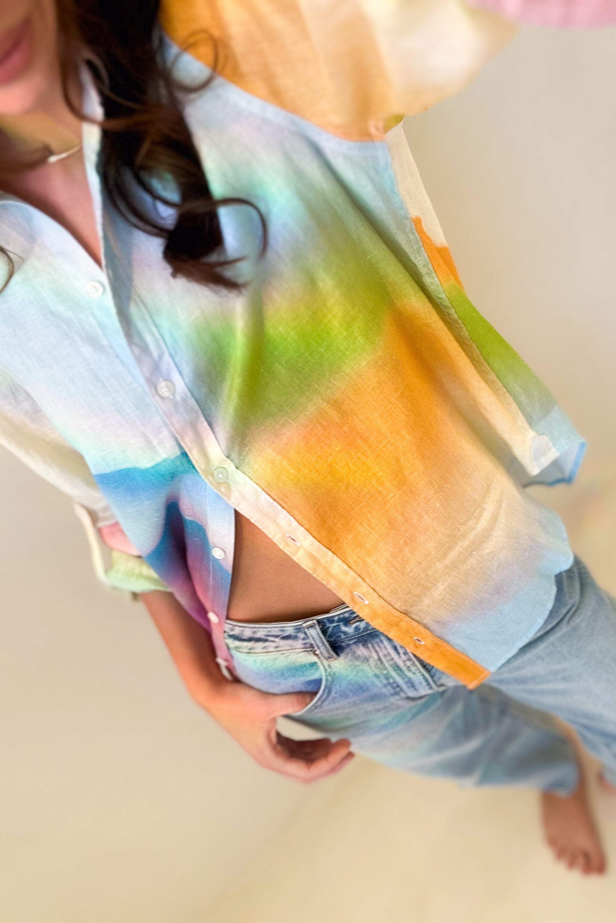 Selfie photo of Pastel Dream Boyfriend Linen Shirt