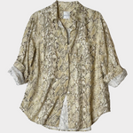 Hut Snake Skin Print Boyfriend Linen Shirt on a white background