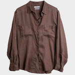 Brown Boyfriend Linen shirt on a white background