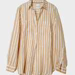 Hut Honeycomb Stripe Boyfriend Linen Shirt on a white background 