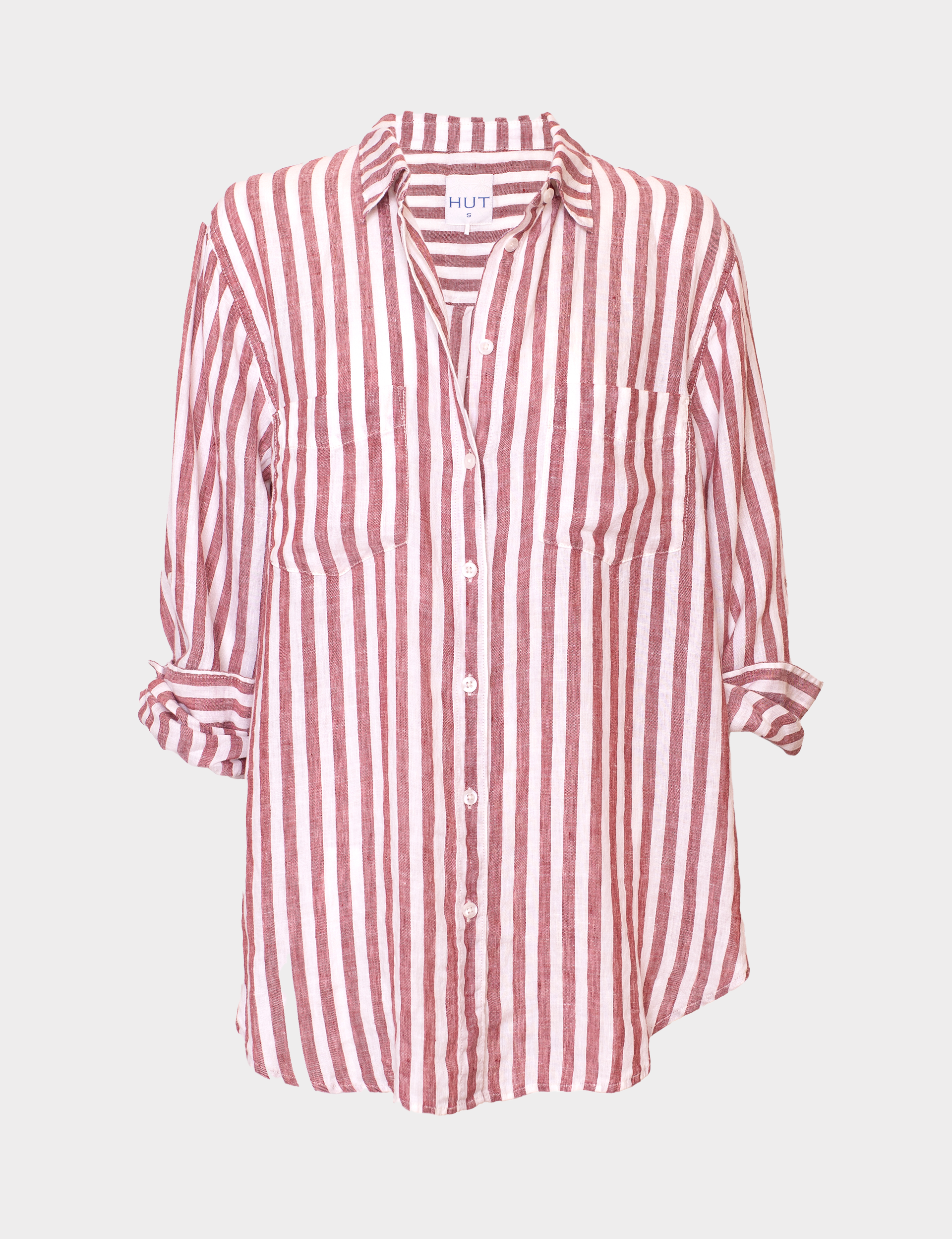 Hut Rhubarb Stripe Boyfriend Linen Shirt