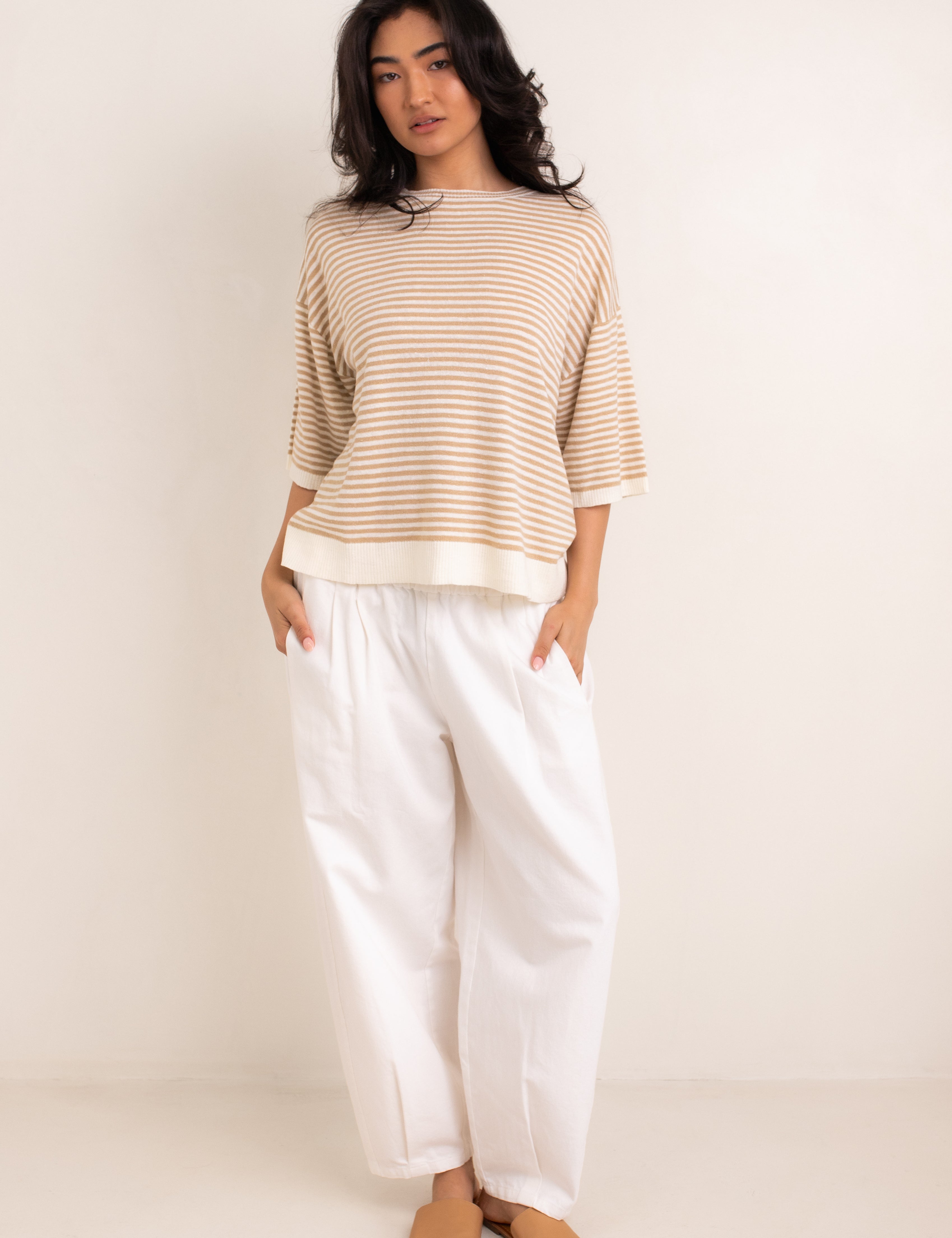 Coastline Linen Biscuit Stripe Knit