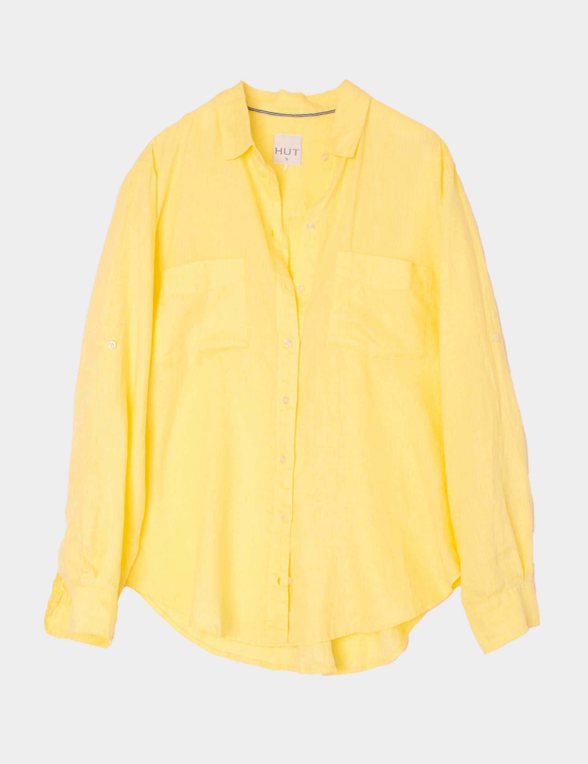 Lift My Mood Yellow Boyfriend Linen Shirt