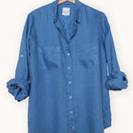 Hanging photo of Hut Periwinkle Boyfriend Linen Shirt